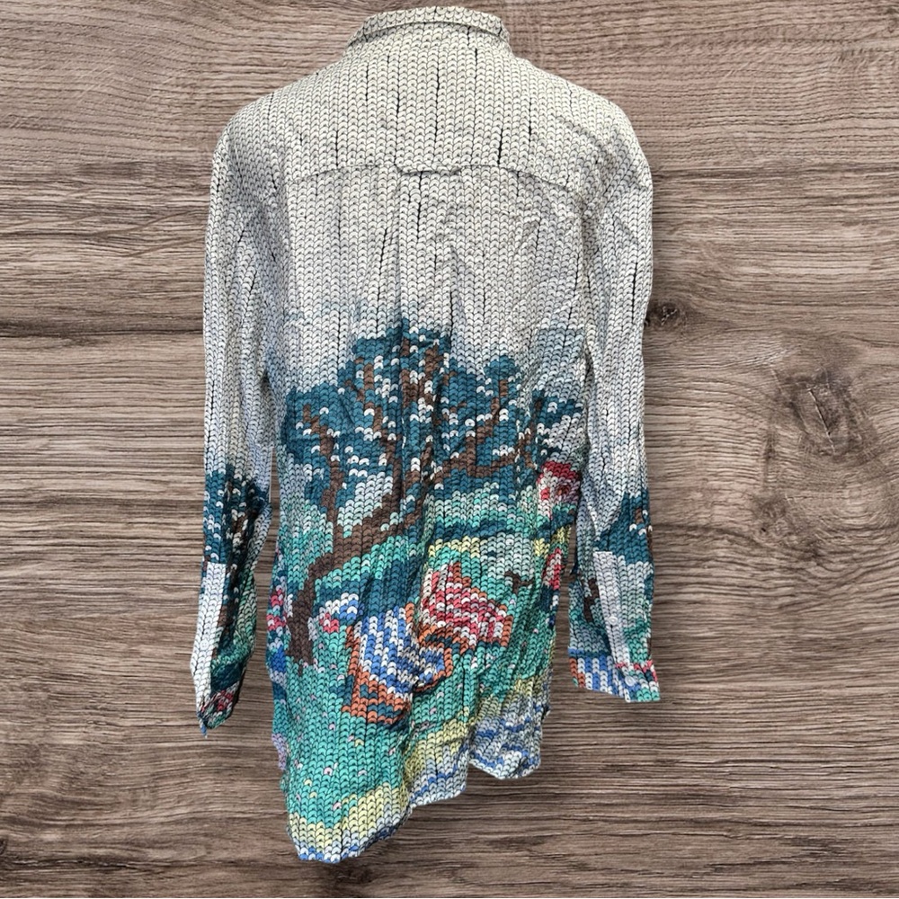 NWT John & Mark Women's Sequin Print Tunic Blouse Long Sleeve Multicolor Size XL - Picture 3 of 12